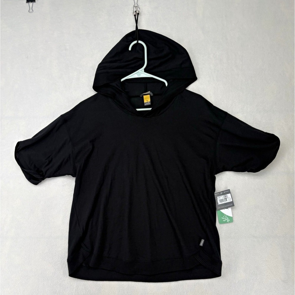 Eddie Bauer Travex Gate Check Hoodie Black Short Sleeve Pullover Women's M